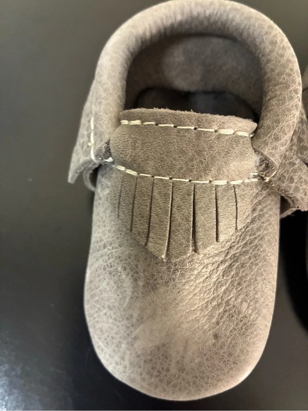 Freshly Picked Baby Shoes Moccasins grey- Size 2